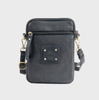Bolso bandolera vertical de piel natural