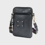 Bolso bandolera vertical de piel natural