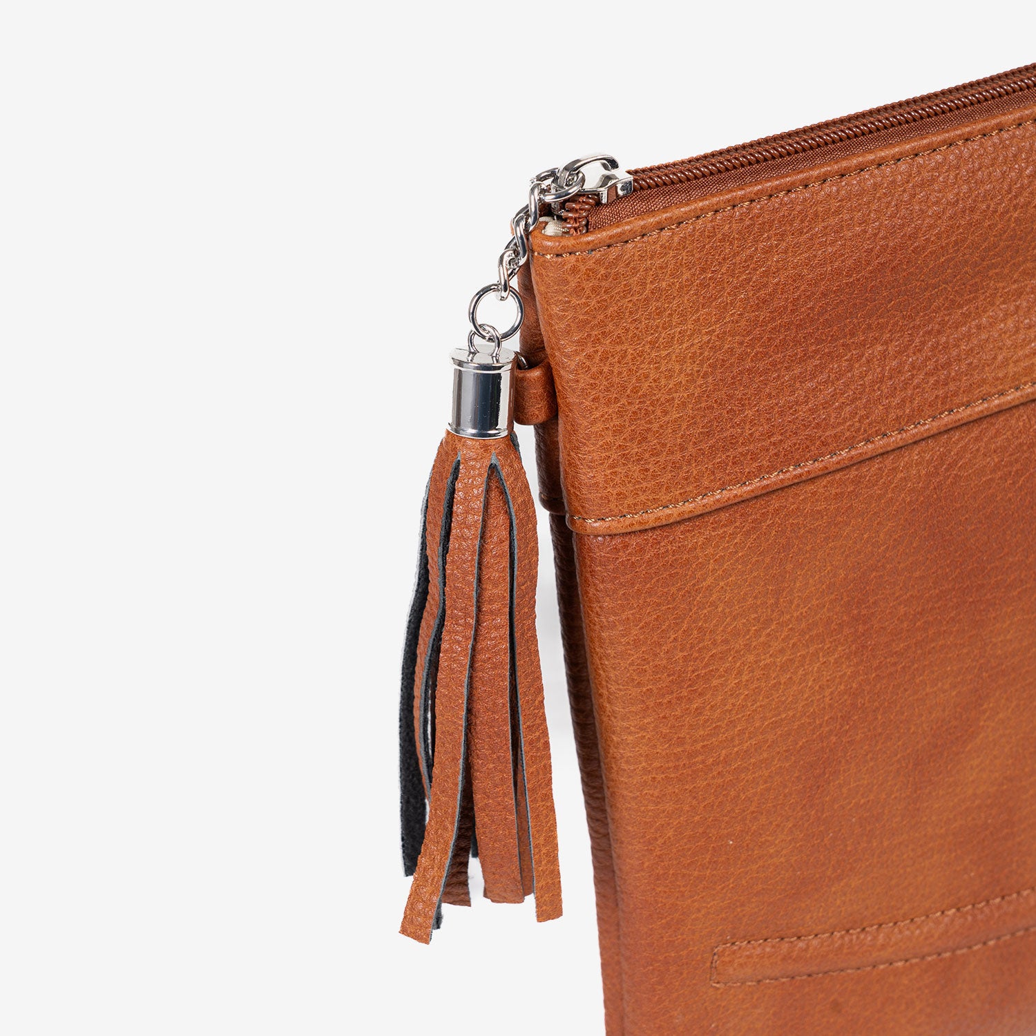 Bolso de mano color Cuero, Serie Carteras. 29 x 21 cm
