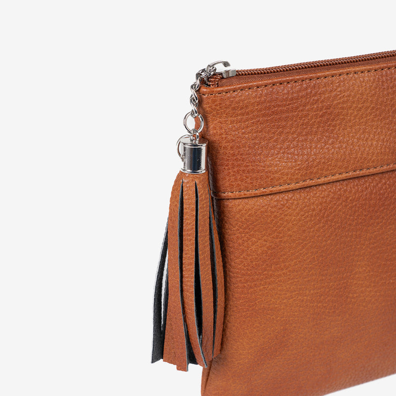 Handbag with shoulder strap, leather color, Carteras Series. 26x17cm