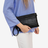 Black hand bag with detachable shoulder strap, Clutch bags collection