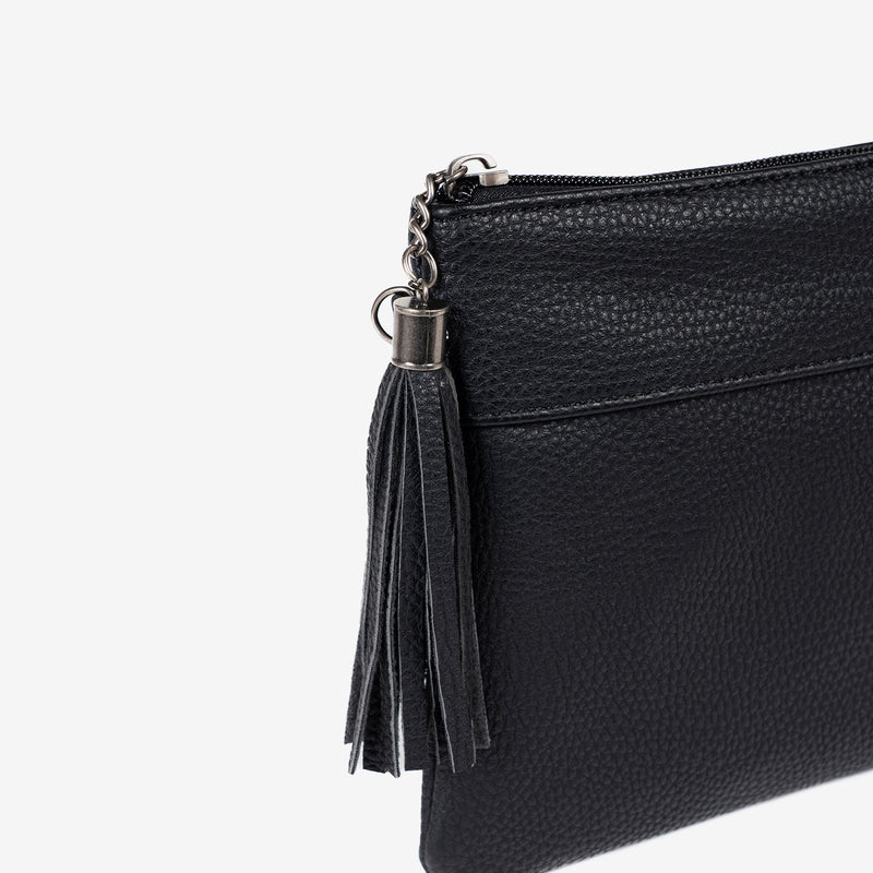 Handbag with shoulder strap, black, Carteras Series. 26x17cm