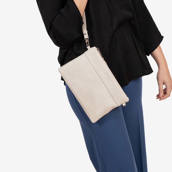 Beig handbag with detachable shoulder strap, Clutch bags collection