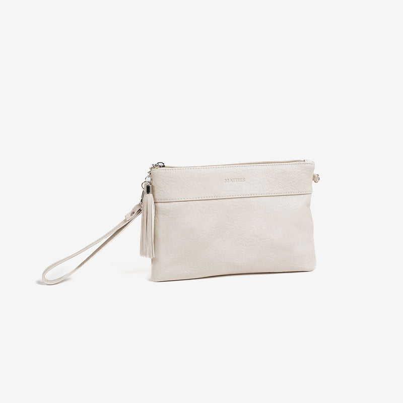 Beig handbag with detachable shoulder strap, Clutch bags collection