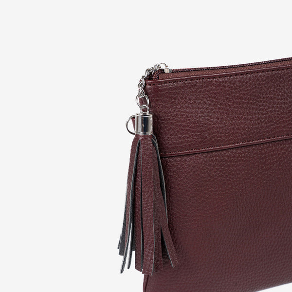 Handbag with shoulder strap, burgundy color, Carteras Series. 26x17cm