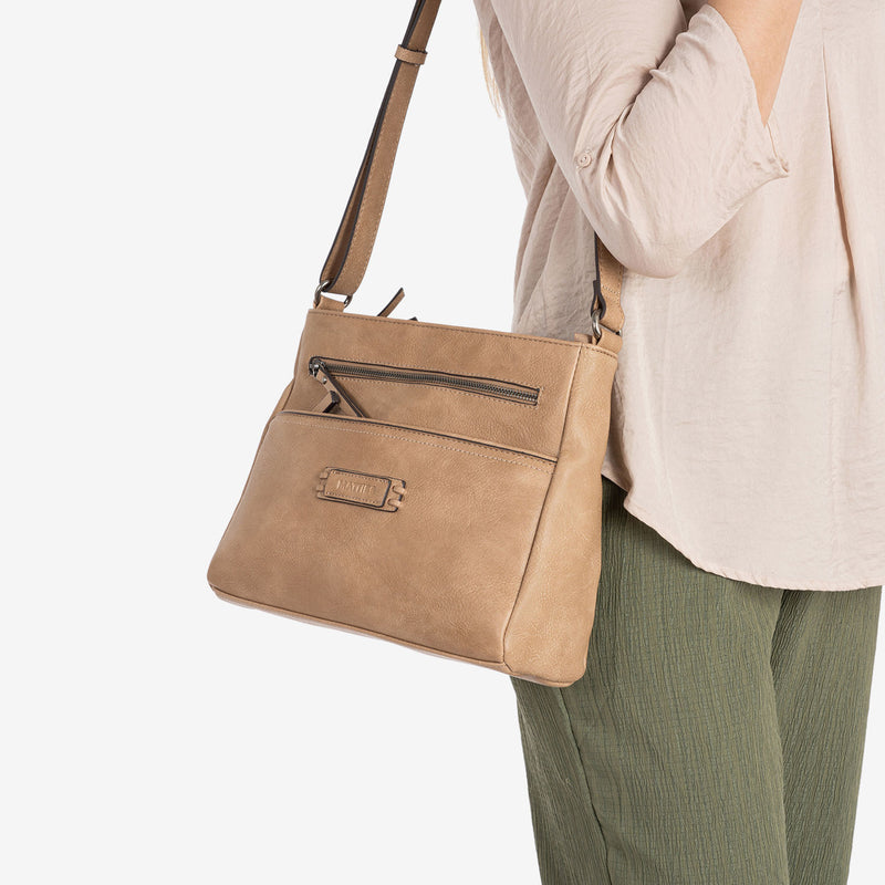 Bolso Bandolera Classic Camel-V. 29x22x10 cm