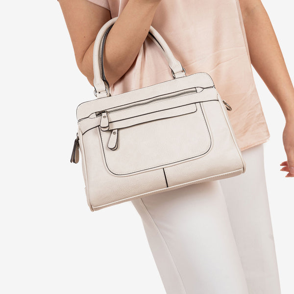 Handbag and cross body strap, Collection Clásicos, off white