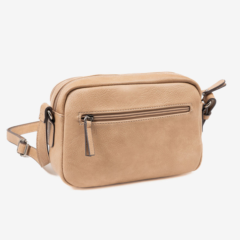 Bolso camel-v. Bandolera Classic. 24x17x10 cm