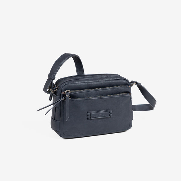 Bolso bandolera, color azul-v, Serie Classic. 24x17x8 cm