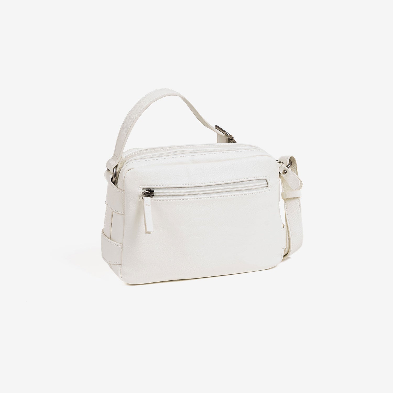 Bolso bandolera, color blanco, Serie Classic. 24x17x8 cm