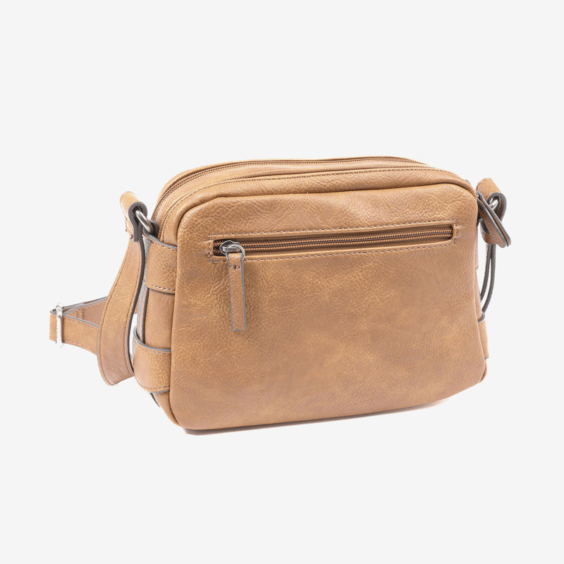 Bolso bandolera, color camel-v, Serie Classic. 24x17x8 cm