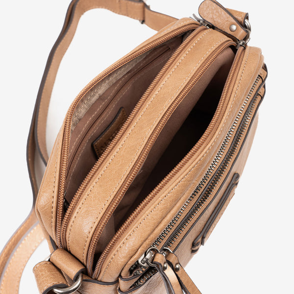 Crossbody bag, camel-v color, Classic Series. 24x17x8 cm