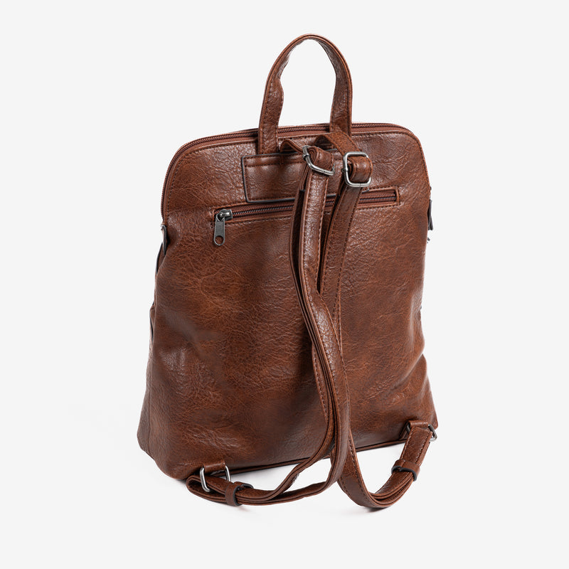 Woman's backpack, brown color, Collection Mochilas. 28x31x9 cm