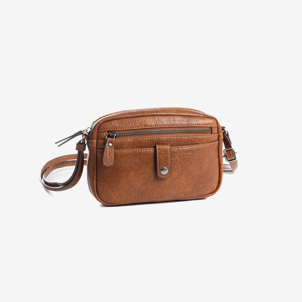 Mini bolso para mujer, color cuero, Serie Minibags. 21x14x5 cm