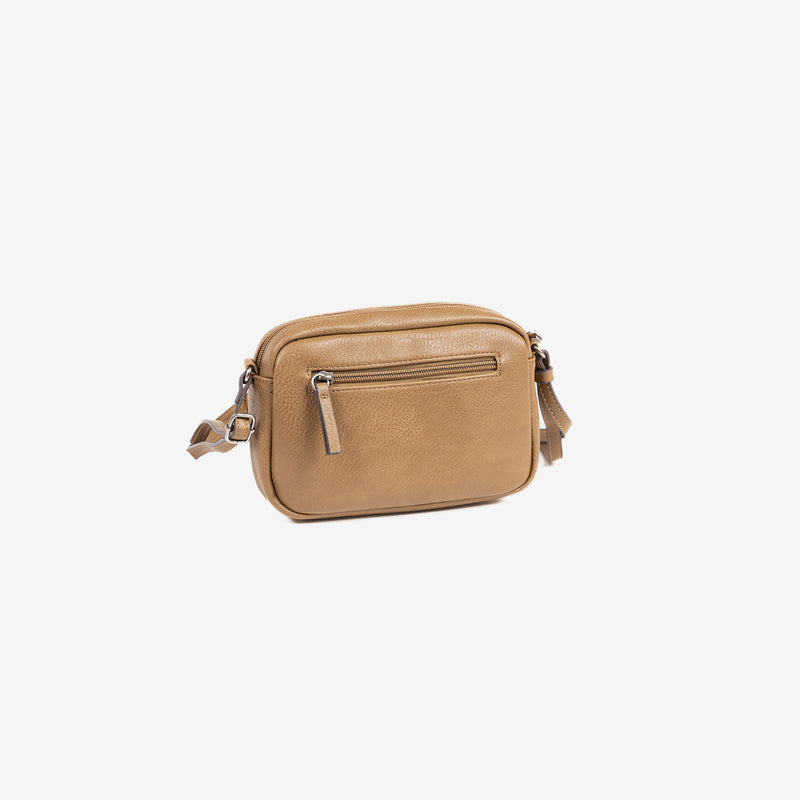 Small shoulder bag for women, taupe color, Minibags series. 21x14x05 cm