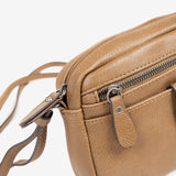 Small shoulder bag for women, taupe color, Minibags series. 21x14x05 cm