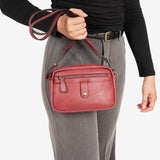 Small shoulder bag for women, burgundy color, Minibags series. 21x14x05 cm