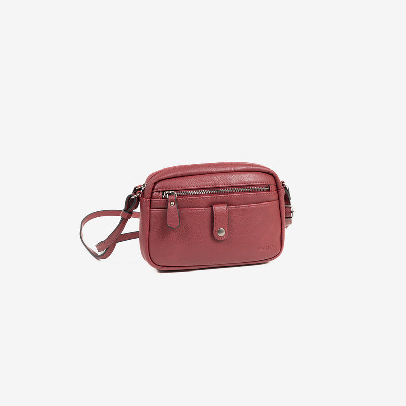 Small shoulder bag for women, burgundy color, Minibags series. 21x14x05 cm