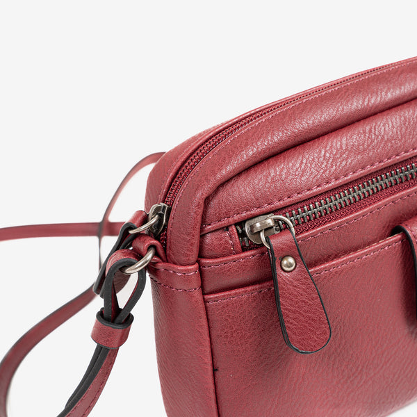 Small shoulder bag for women, burgundy color, Minibags series. 21x14x05 cm