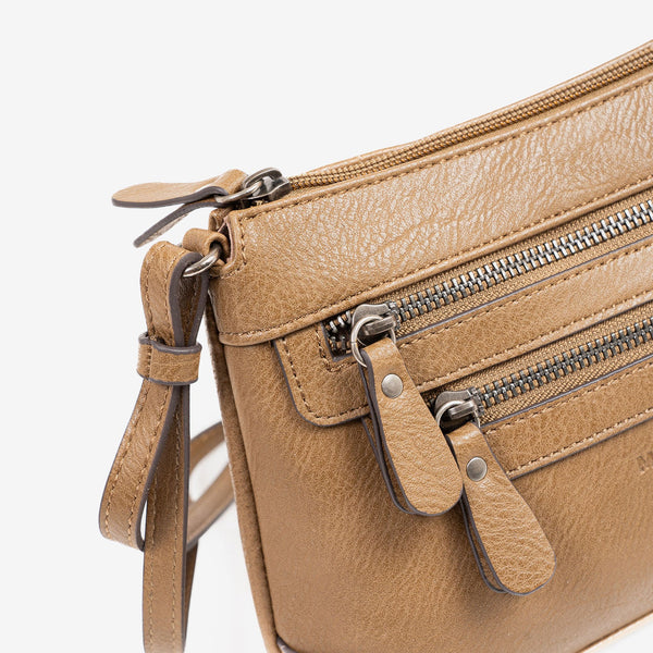 MINI CROSSBODY BAG FOR WOMEN, TAUPE COLOR, MINIBAGS SERIES. 23x16x6.5 cm