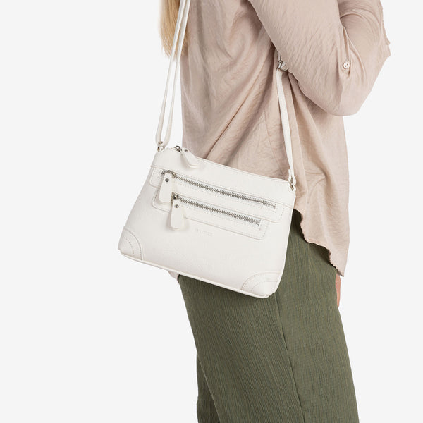 MINI CROSSBODY BAG FOR WOMEN, WHITE COLOR, MINIBAGS SERIES. 23x16x6.5 cm