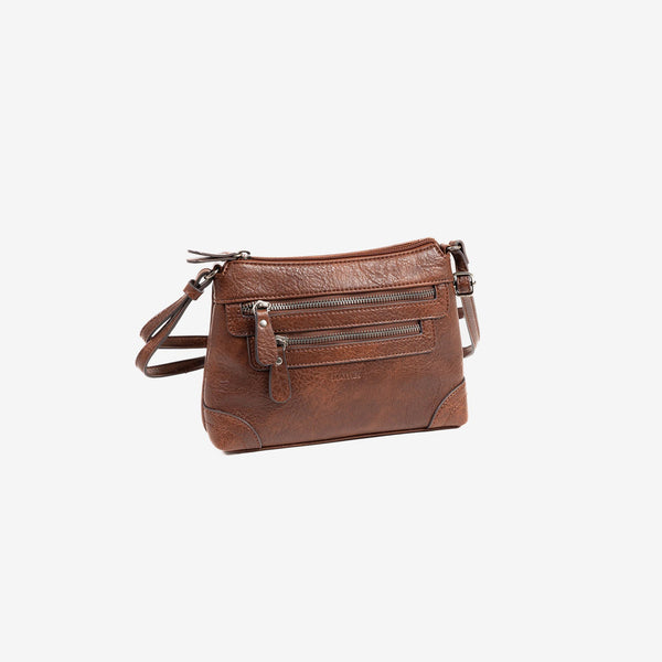 MINI CROSSBODY BAG FOR WOMEN, BROWN COLOR, MINIBAGS SERIES. 23x16x6.5 cm