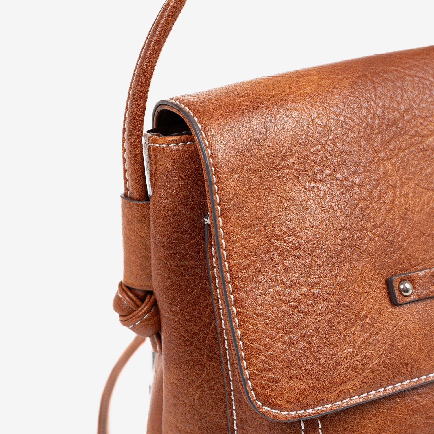 MINI CROSSBODY BAG FOR WOMEN, LEATHER COLOR, MINIBAGS EMERALD SERIES. 22x22x6.5 cm