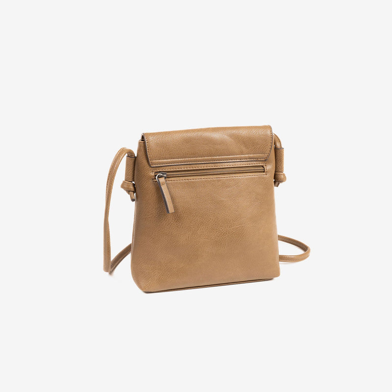 MINI CROSSBODY BAG FOR WOMEN, TAUPE COLOR, MINIBAGS ESMERALDA SERIES. 22x22x6.5 cm