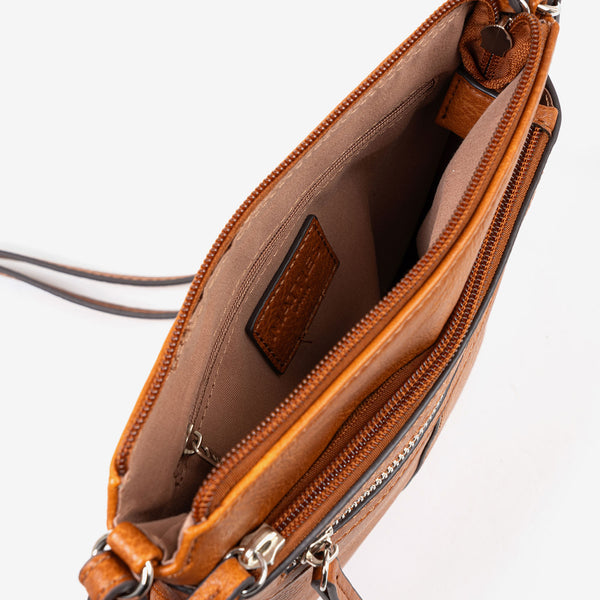 MINI CROSSBODY BAG FOR WOMEN, LEATHER-V COLOR, MINIBAGS ESMERALDA SERIES. 21x21x6 cm