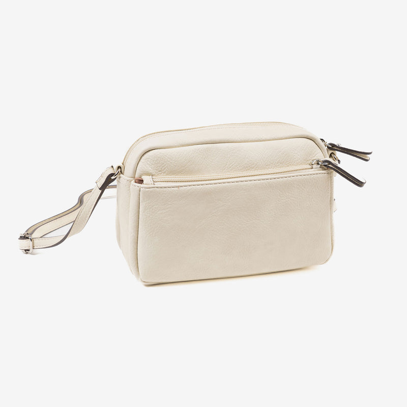 MINI CROSSBODY BAG FOR WOMEN, BEIGE-V COLOR, MINIBAGS ESMERALDA SERIES. 20x13x8 cm