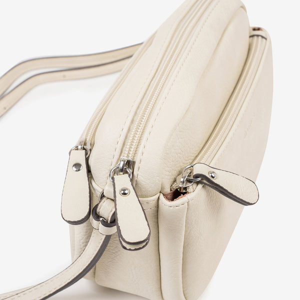 MINI CROSSBODY BAG FOR WOMEN, BEIGE-V COLOR, MINIBAGS ESMERALDA SERIES. 20x13x8 cm