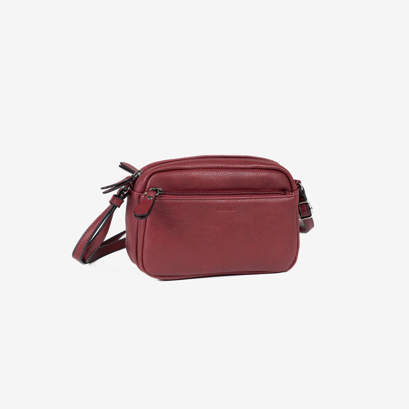 MINI CROSSBODY BAG FOR WOMEN, BURGUNDY COLOR, EMERALD MINIBAGS SERIES. 20x13x8cm