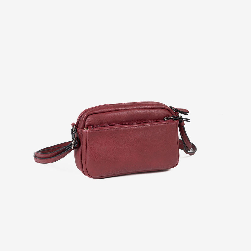 MINI CROSSBODY BAG FOR WOMEN, BURGUNDY COLOR, EMERALD MINIBAGS SERIES. 20x13x8cm