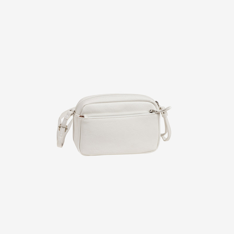 MINI CROSSBODY BAG FOR WOMEN, WHITE COLOR, MINIBAGS EMERALD SERIES. 20x13x8 cm