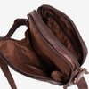 Man cross body bag, brown color, Collection antic leather. 19x25 cm