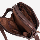 Bolso reportero para hombre, color marrón, Colección antic leather. 19x25 cm