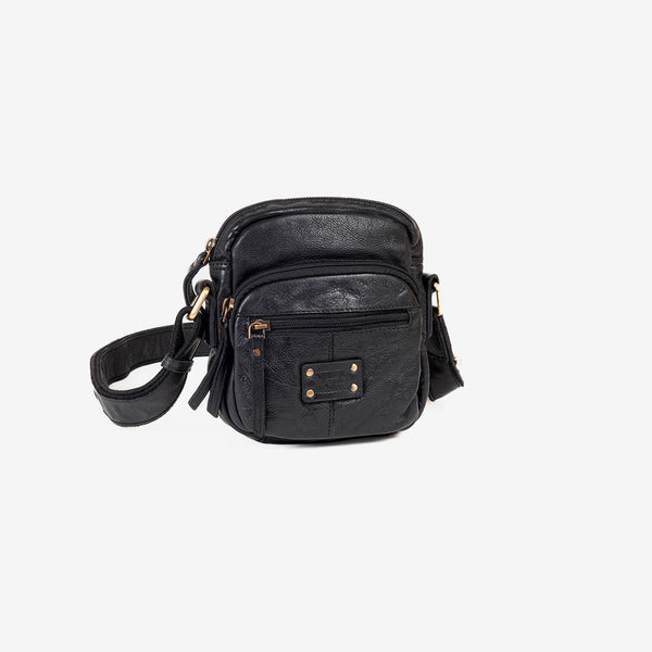 Reporter bag for men, black color, antic leather collection