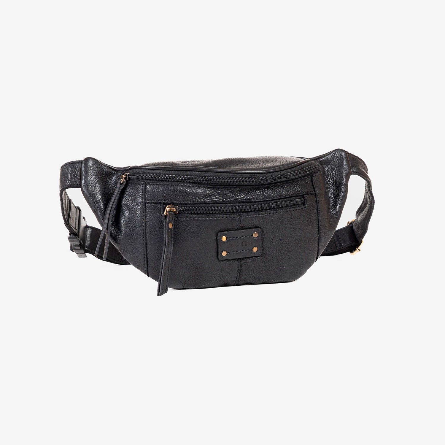 Bolso bandolera tipo riñonera para hombre, color negro, Colección antic leather