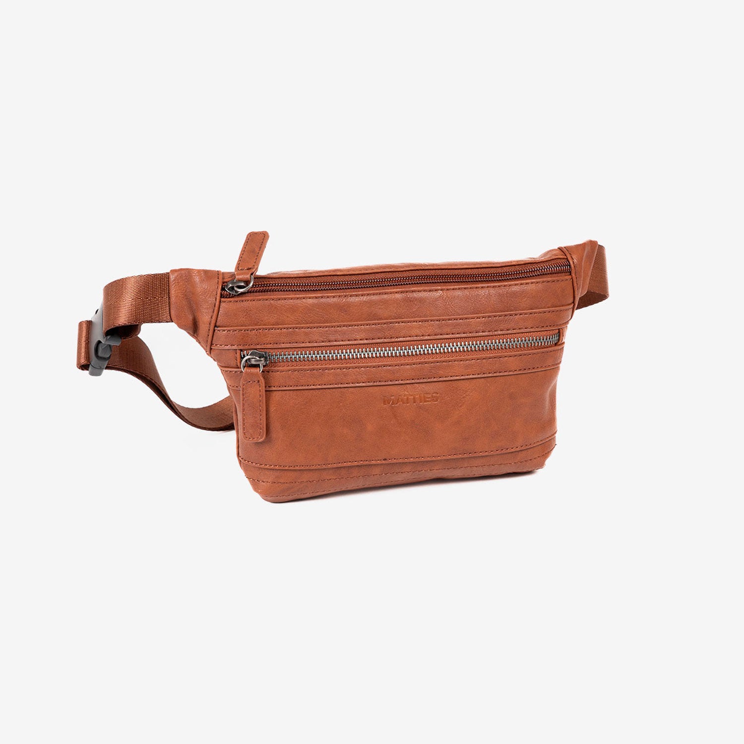 Riñonera para hombre, color cuero, Colección juvenil. 28x15.5 cm