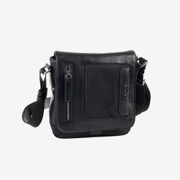 BOLSO BANDOLERA PARA HOMBRE, COLOR Negro, COLECCIÓN NYLON SPORT. 18.5x21x6.5 cm