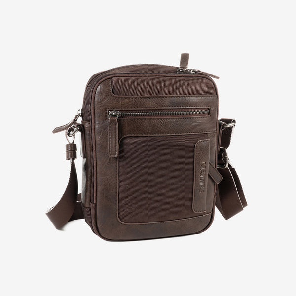 CROSSBODY BAG FOR MEN, COLOR Brown, NYLON SPORT COLLECTION. 19x24x07 cm