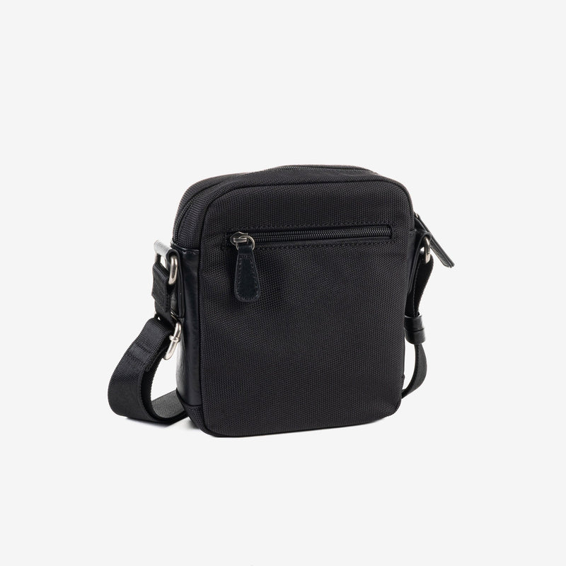 BOLSO BANDOLERA PARA HOMBRE, COLOR Negro, COLECCIÓN NYLON SPORT. 15.5x18.5x6.5 cm