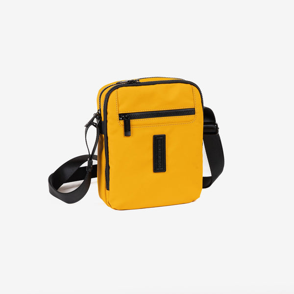 CROSSBODY BAG FOR MEN, Mustard color, COATED NYLON COLLECTION. 19x24x07 cm