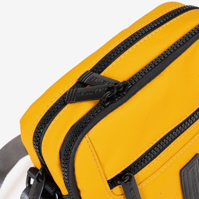 CROSSBODY BAG FOR MEN, Mustard color, COATED NYLON COLLECTION. 19x24x07 cm