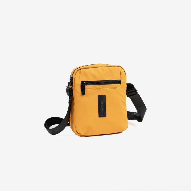 CROSSBODY BAG FOR MEN, Mustard color, COATED NYLON COLLECTION. 17.5x22x07 cm