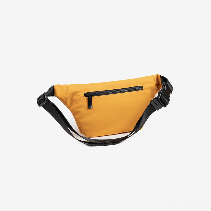 FANNY PACK FOR MEN, MUSTARD COLOR, COATED NYLON COLLECTION. 28x15.5 cm