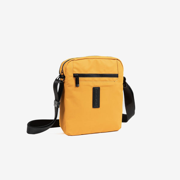 CROSSBODY BAG FOR MEN, MUSTARD COLOR, COATED NYLON COLLECTION. 21x26x07 cm