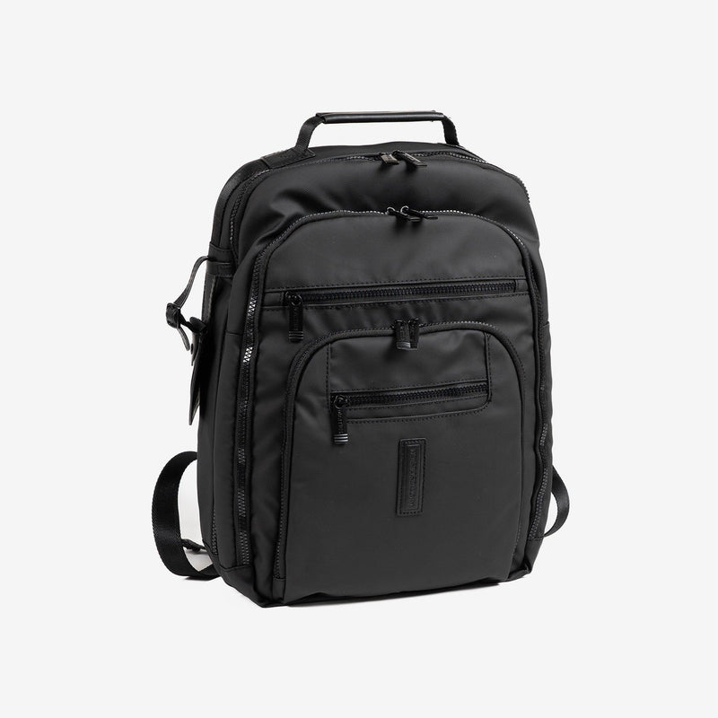 BACKPACK FOR MEN, COLOR Black, COATED NYLON COLLECTION. 31x40x12.5 cm