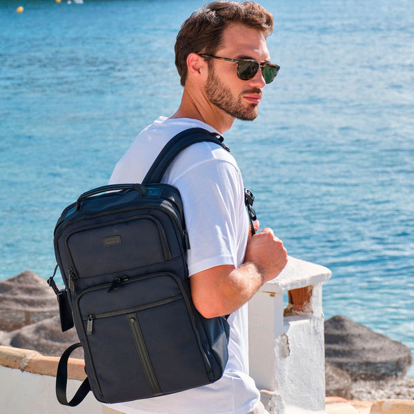 BACKPACK FOR MEN, COLOR Blue, FABRIC COLLECTION. 30x44.5x14 cm