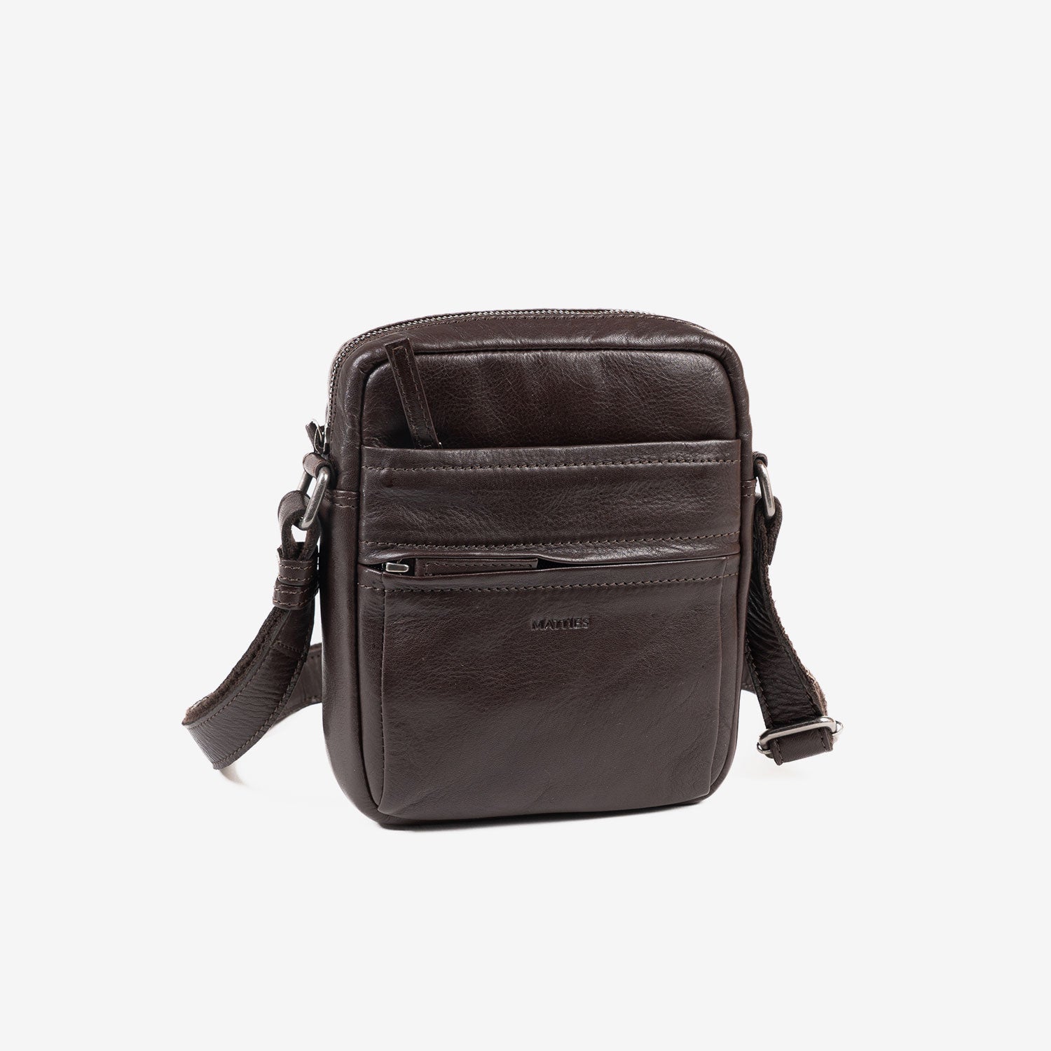 BOLSO BANDOLERA PARA HOMBRE, COLOR Marrón, COLECCIÓN COW SILKY/LEATHER. 18x20 cm